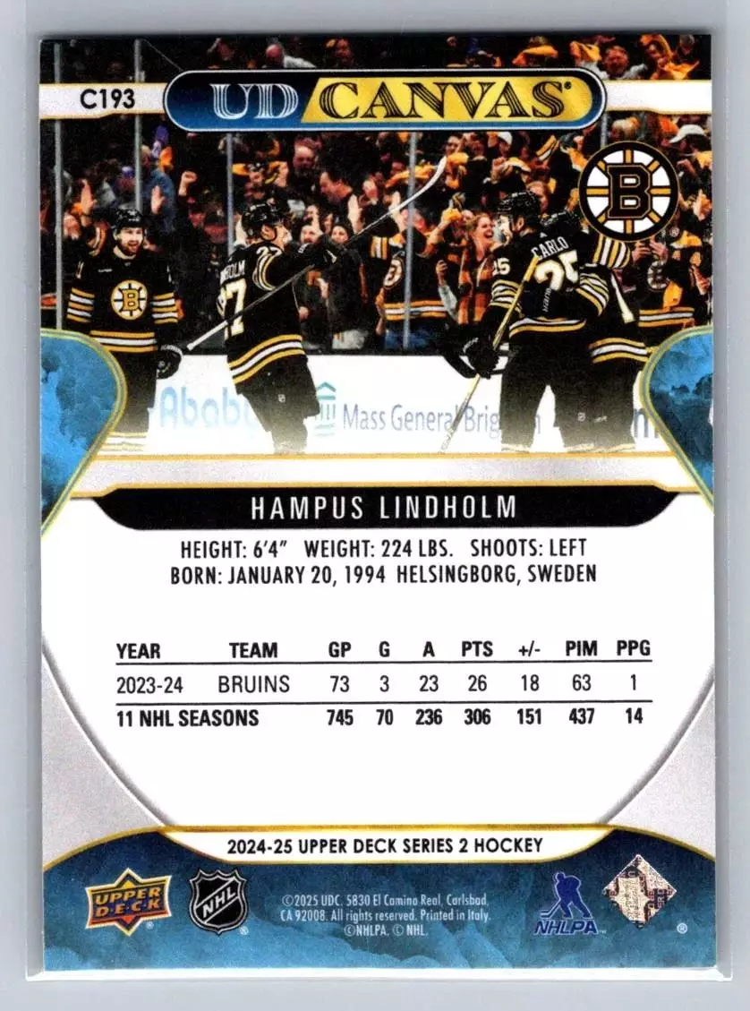 2024-25 Upper Deck UD Canvas #C193 Hampus Lindholm 1