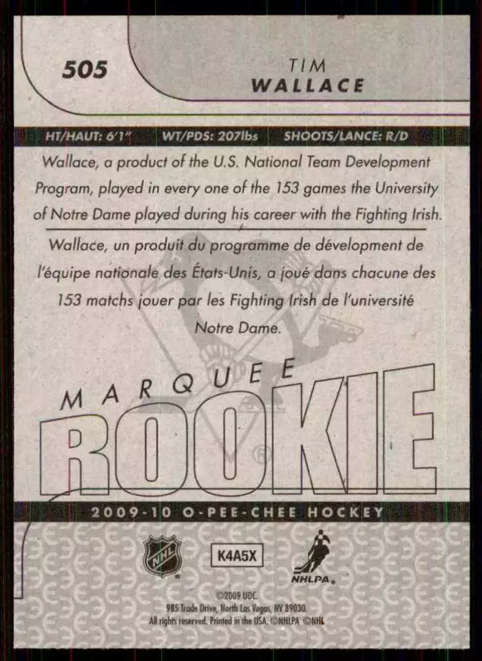 2009-10 O-Pee-Chee #505 Tim Wallace RC 1
