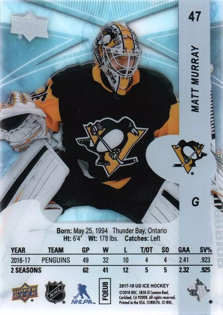 2017-18 Upper Deck Ice #47 Matt Murray 1