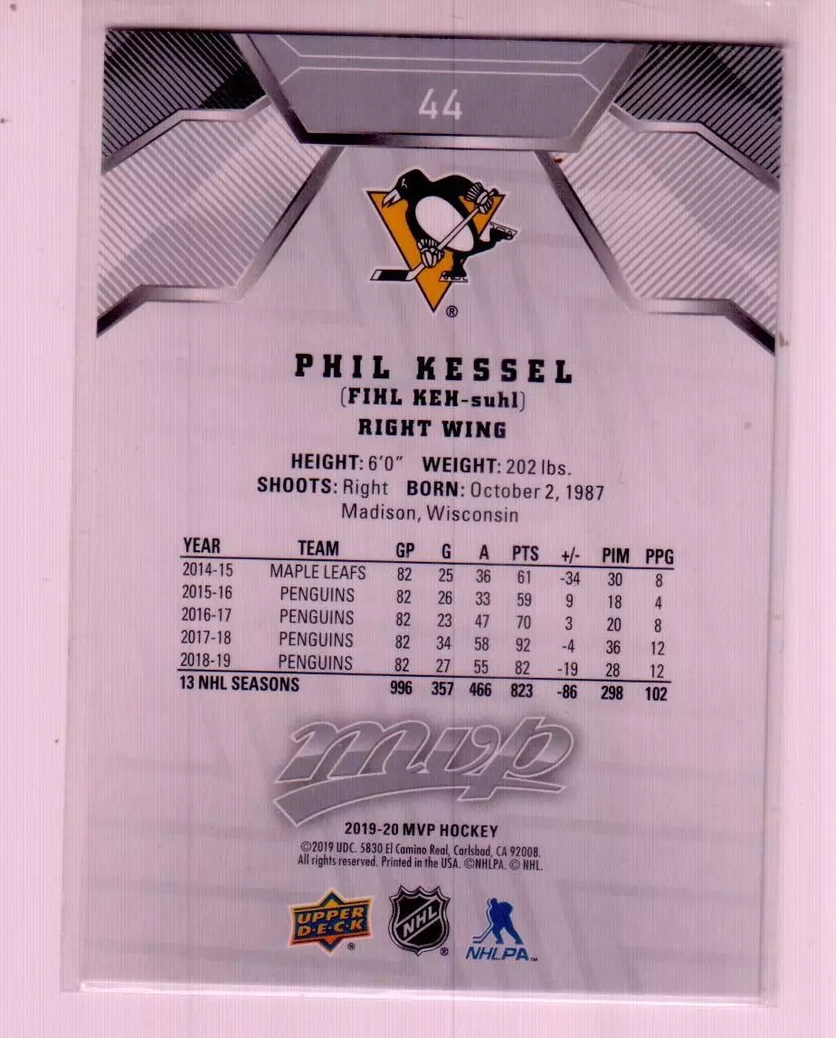 2019-20 Upper Deck MVP Silver Script #44 Phil Kessel 1