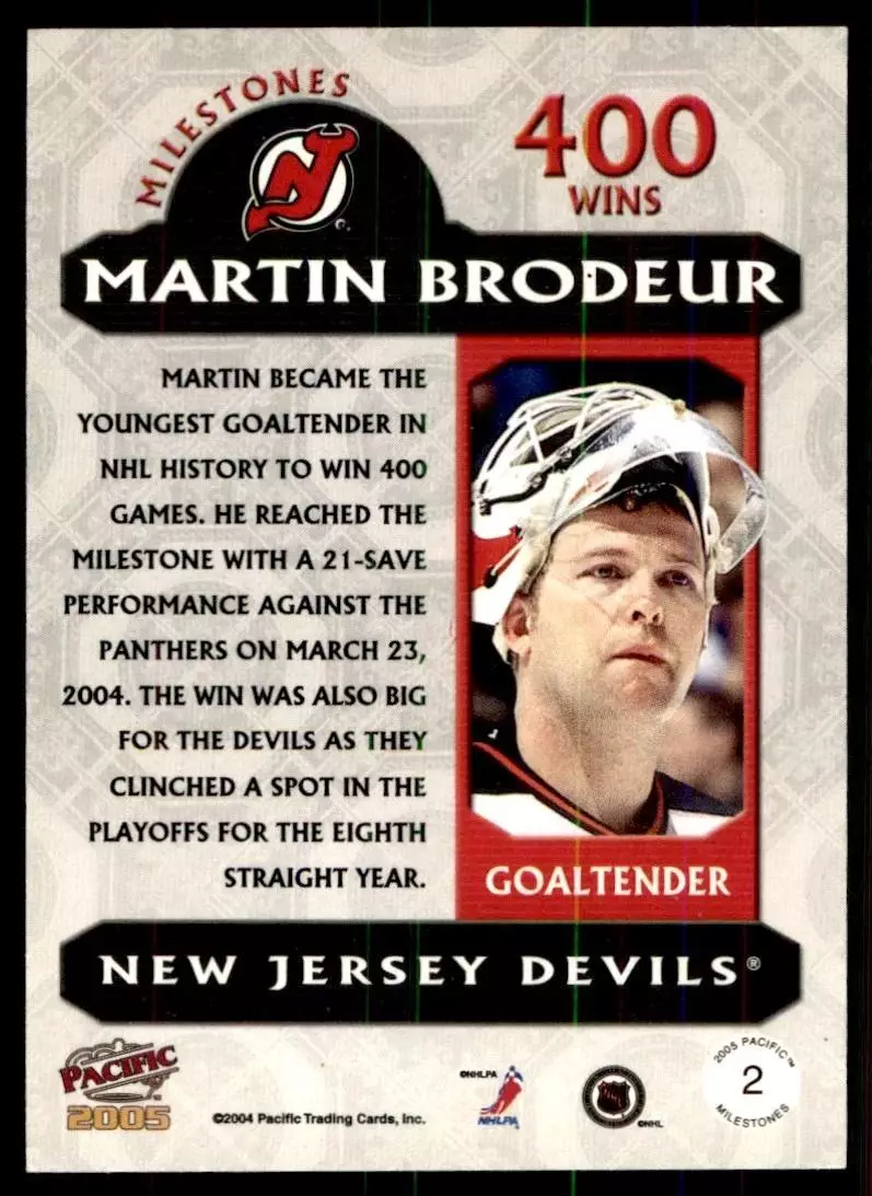 2004-05 Pacific Milestones #2 Martin Brodeur 1