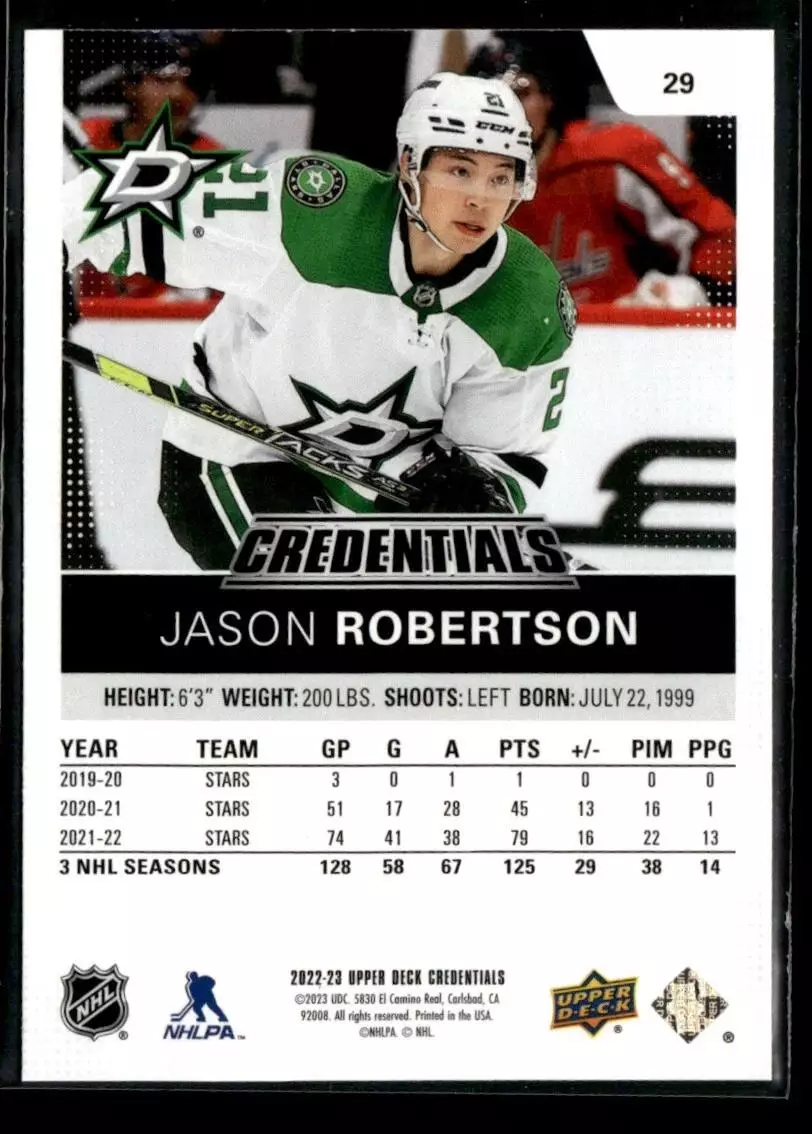 2022-23 Upper Deck Credentials #29 Jason Robertson 1