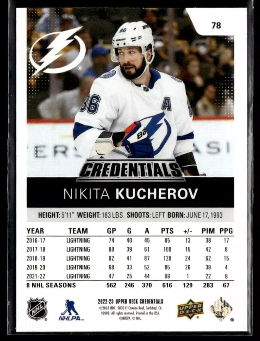 2022-23 Upper Deck Credentials #78 Nikita Kucherov 1