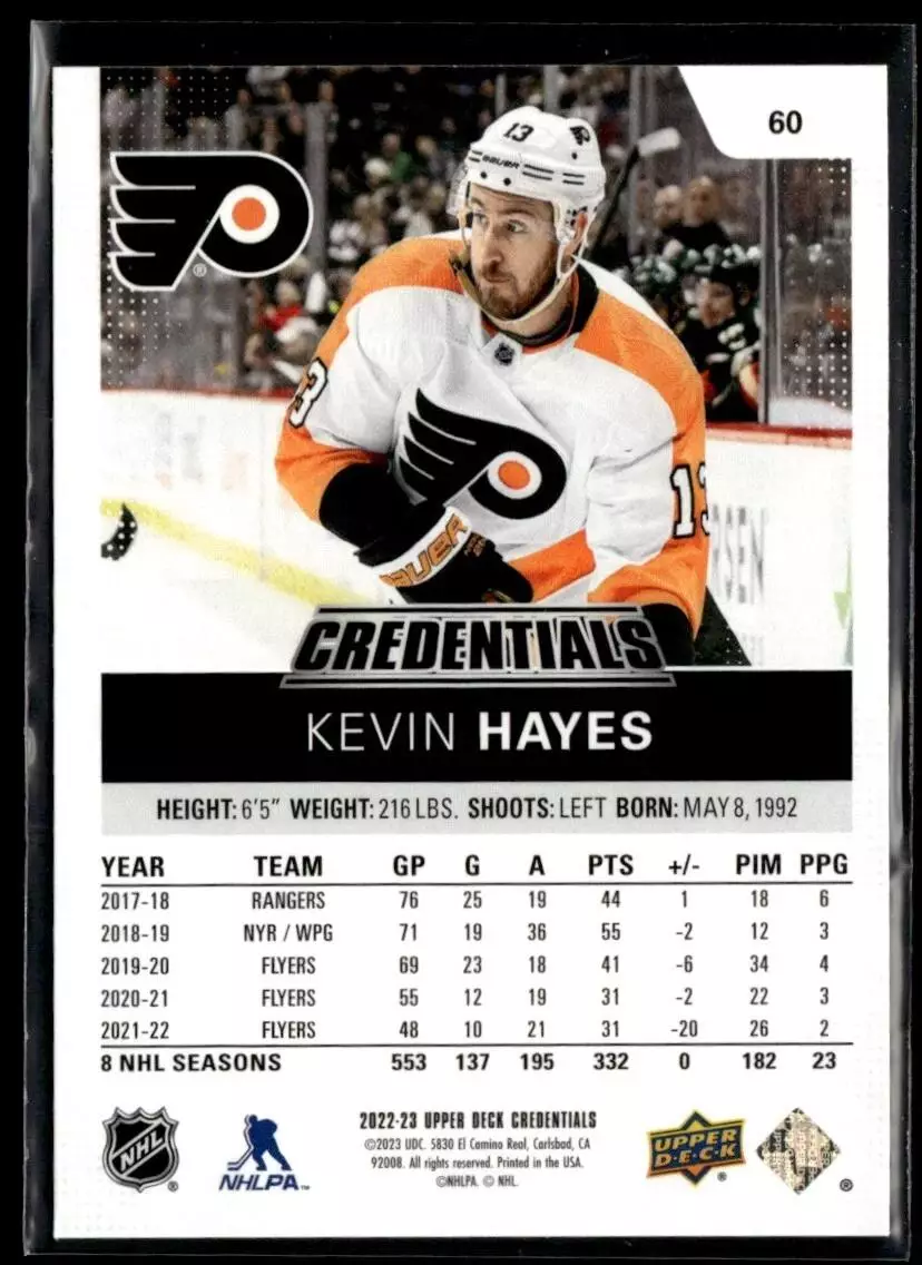 2022-23 Upper Deck Credentials #60 Kevin Hayes 1