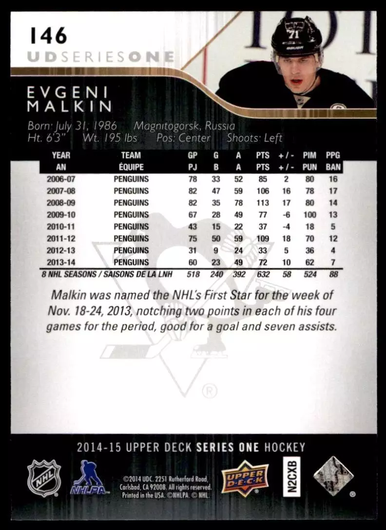 2014-15 Upper Deck #146 Evgeni Malkin 1