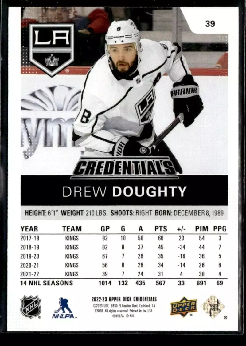 2022-23 Upper Deck Credentials #39 Drew Doughty 1
