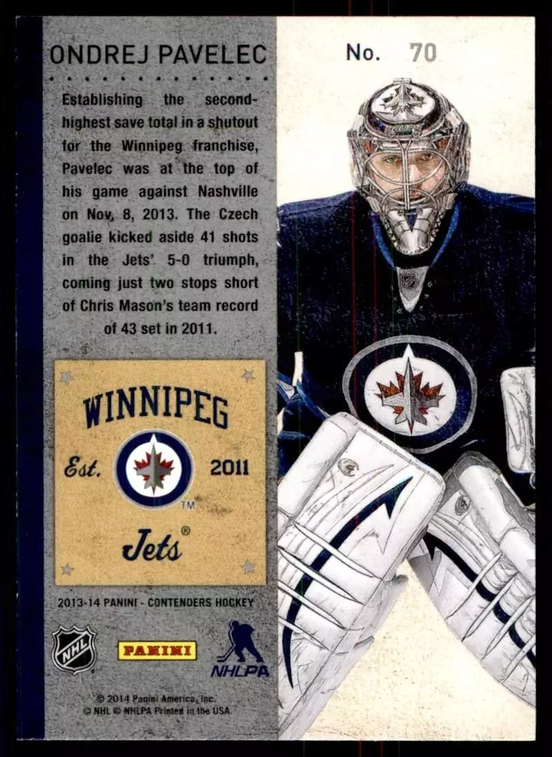 2013-14 Panini Contenders #70 Ondrej Pavelec 1
