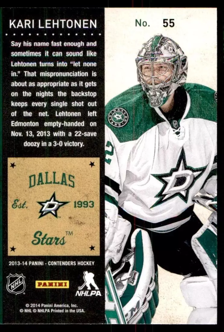 2013-14 Panini Contenders #55 Kari Lehtonen 1