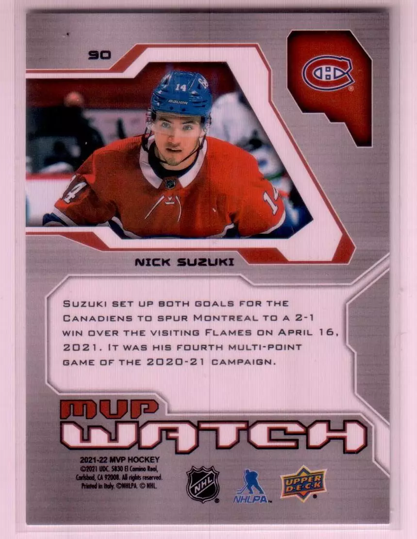 2021-22 Upper Deck MVP 20th Anniversary #90 Nick Suzuki 1