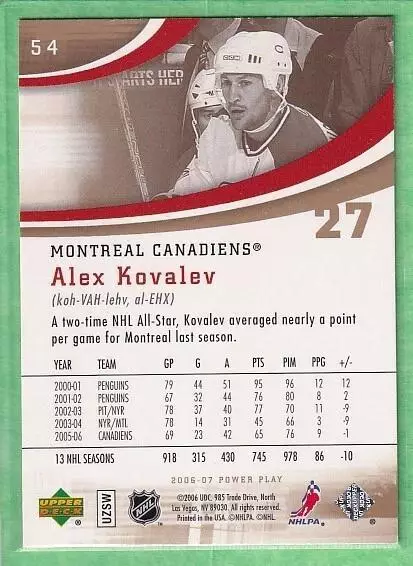 2006-07 Upper Deck Power Play #54 Alex Kovalev 1