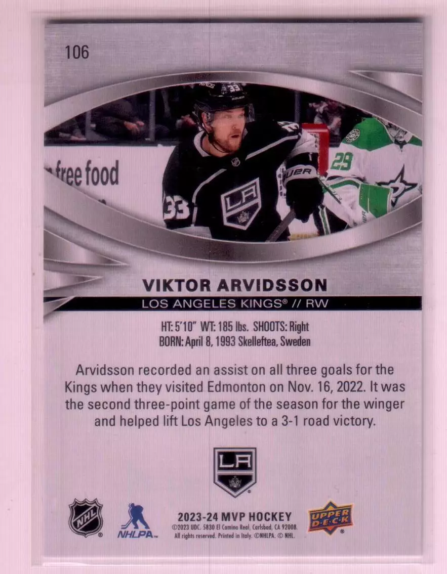 2023-24 Upper Deck MVP Silver Script #106 Viktor Arvidsson 1