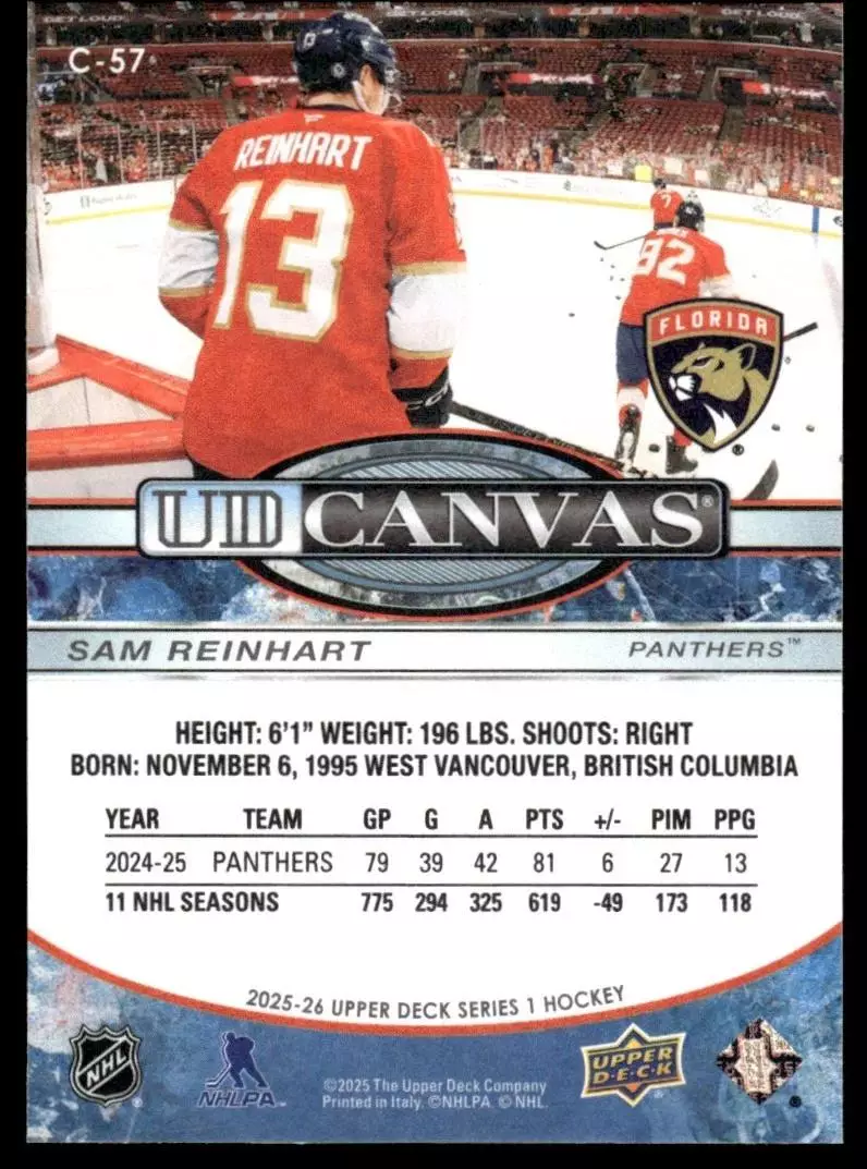 2025-26 Upper Deck UD Canvas #C57 Sam Reinhart 1