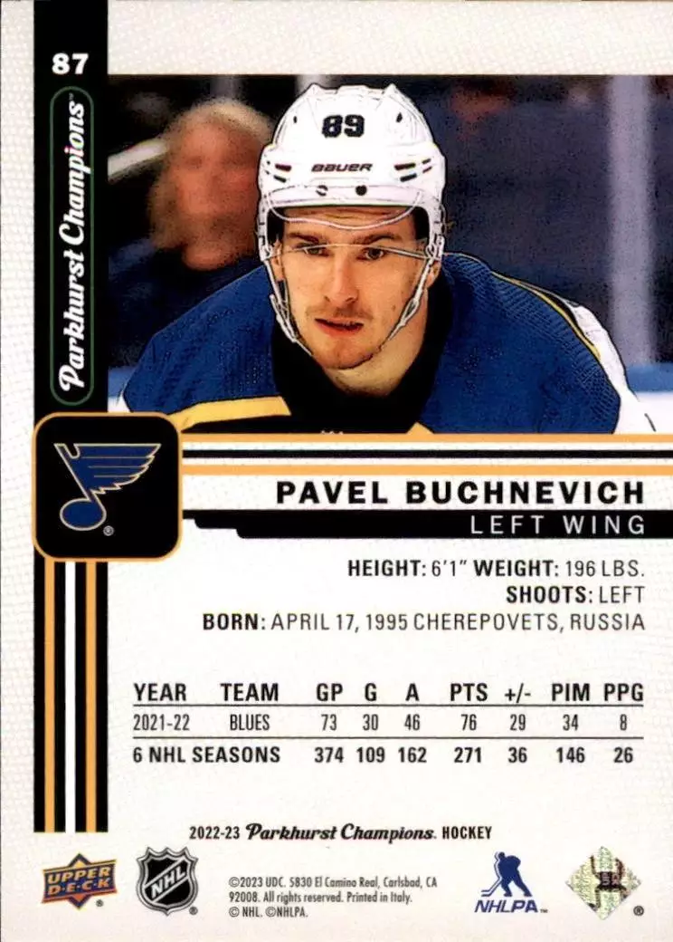 2022-23 Parkhurst Champions #87 Pavel Buchnevich 1