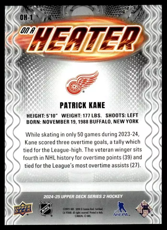 2024-25 Upper Deck On a Heater #OH1 Patrick Kane 1