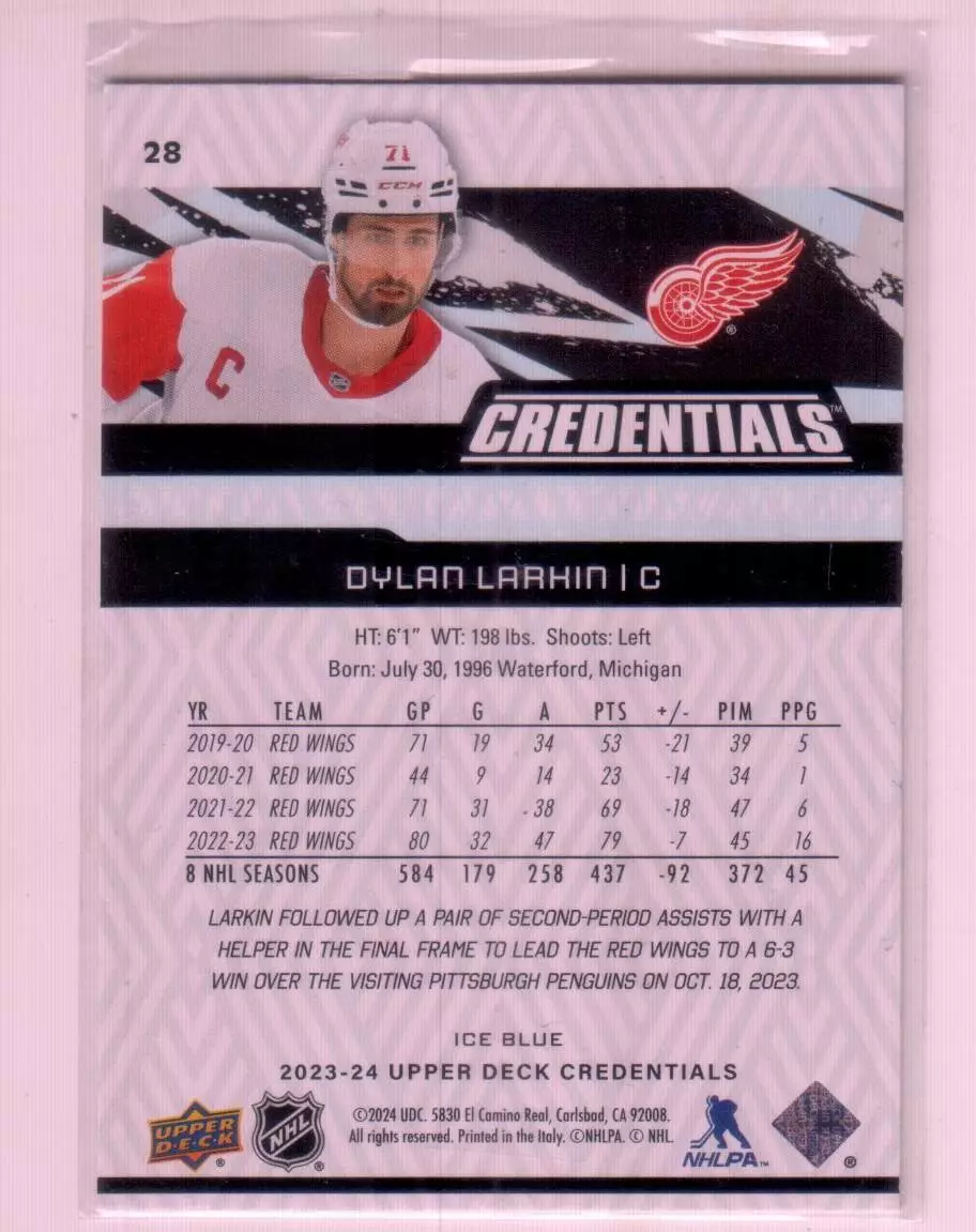 2023-24 Upper Deck Credentials #28 Dylan Larkin 1