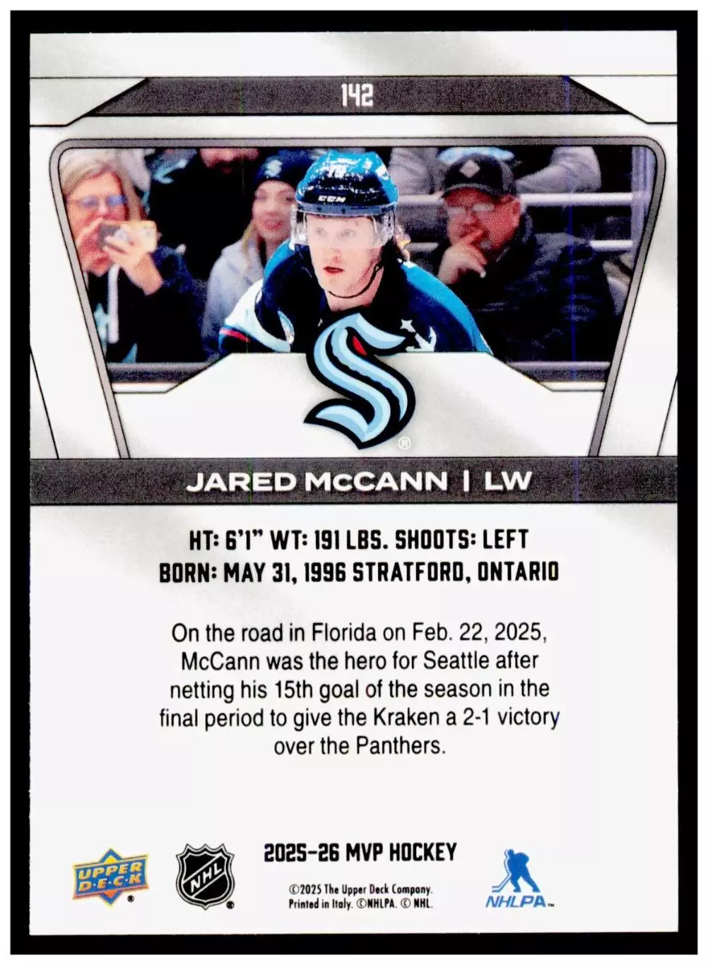 2025-26 Upper Deck MVP #142 Jared McCann 1