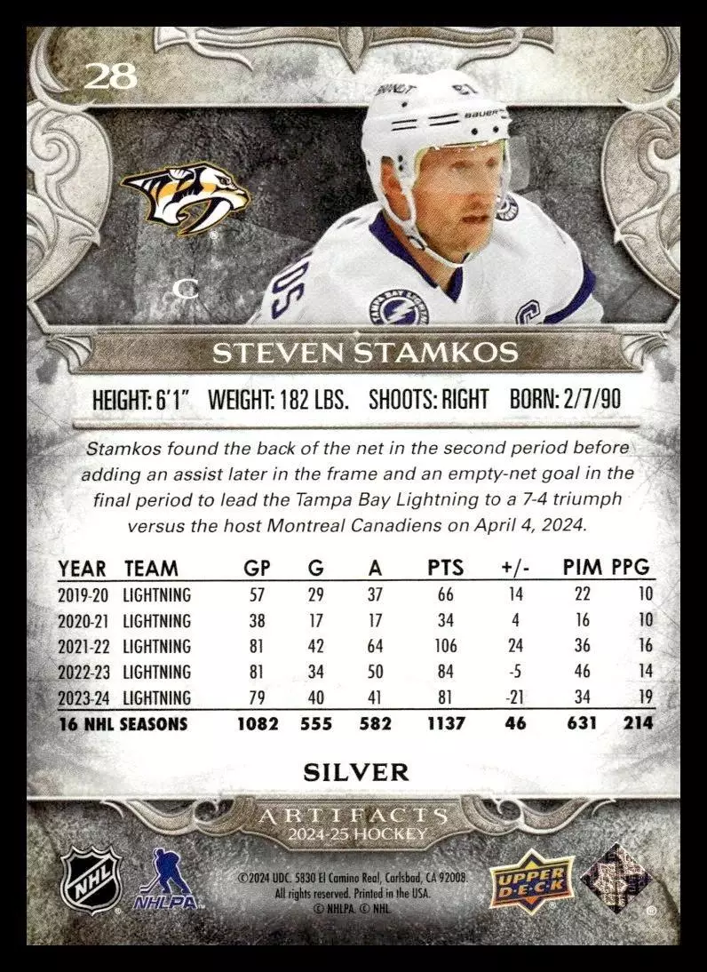 2024-25 Artifacts #28 Steven Stamkos 1