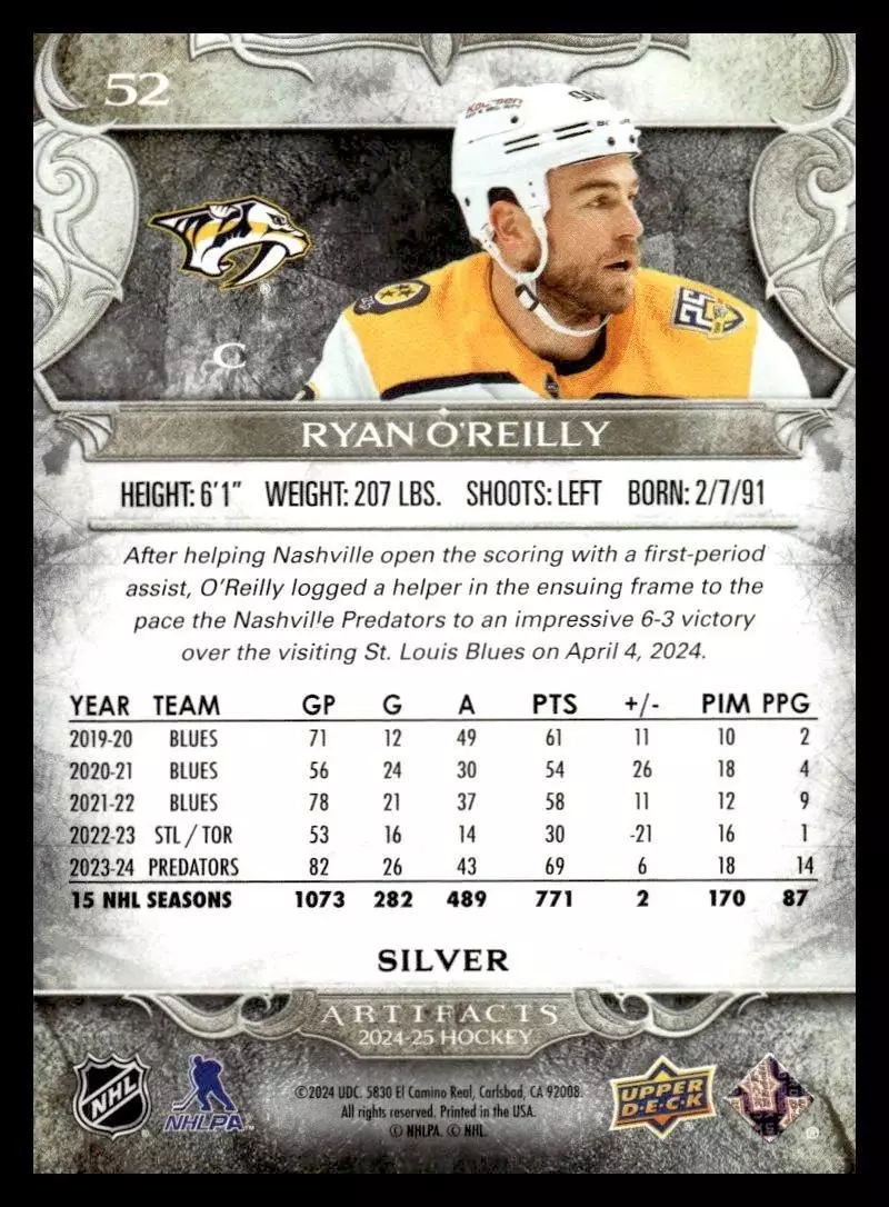 2024-25 Artifacts #52 Ryan O'Reilly 1