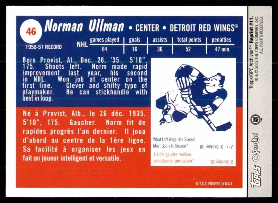 2001-02 Topps Archives #11 Norm Ullman 1