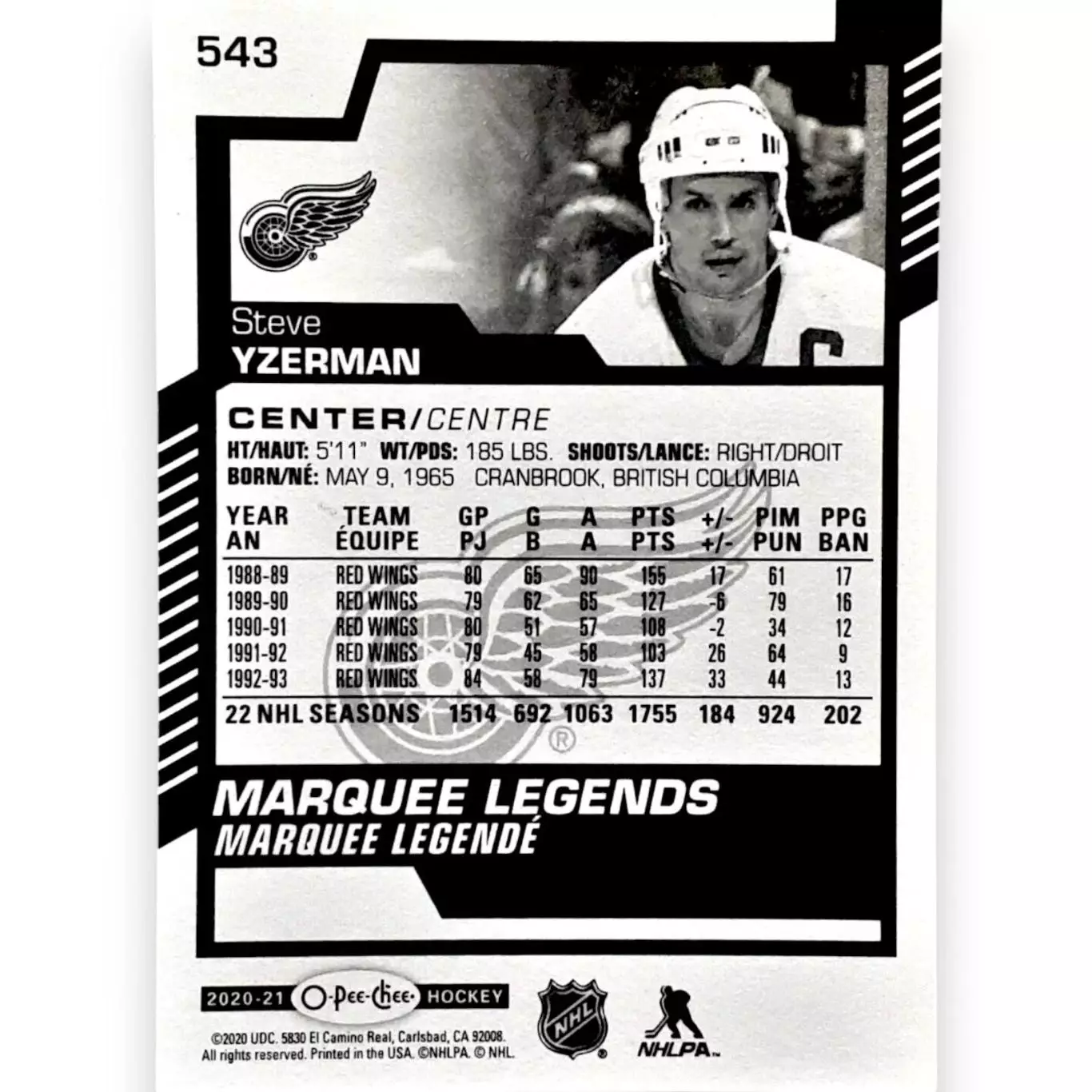 2020-21 O-Pee-Chee #543 Steve Yzerman ML 1