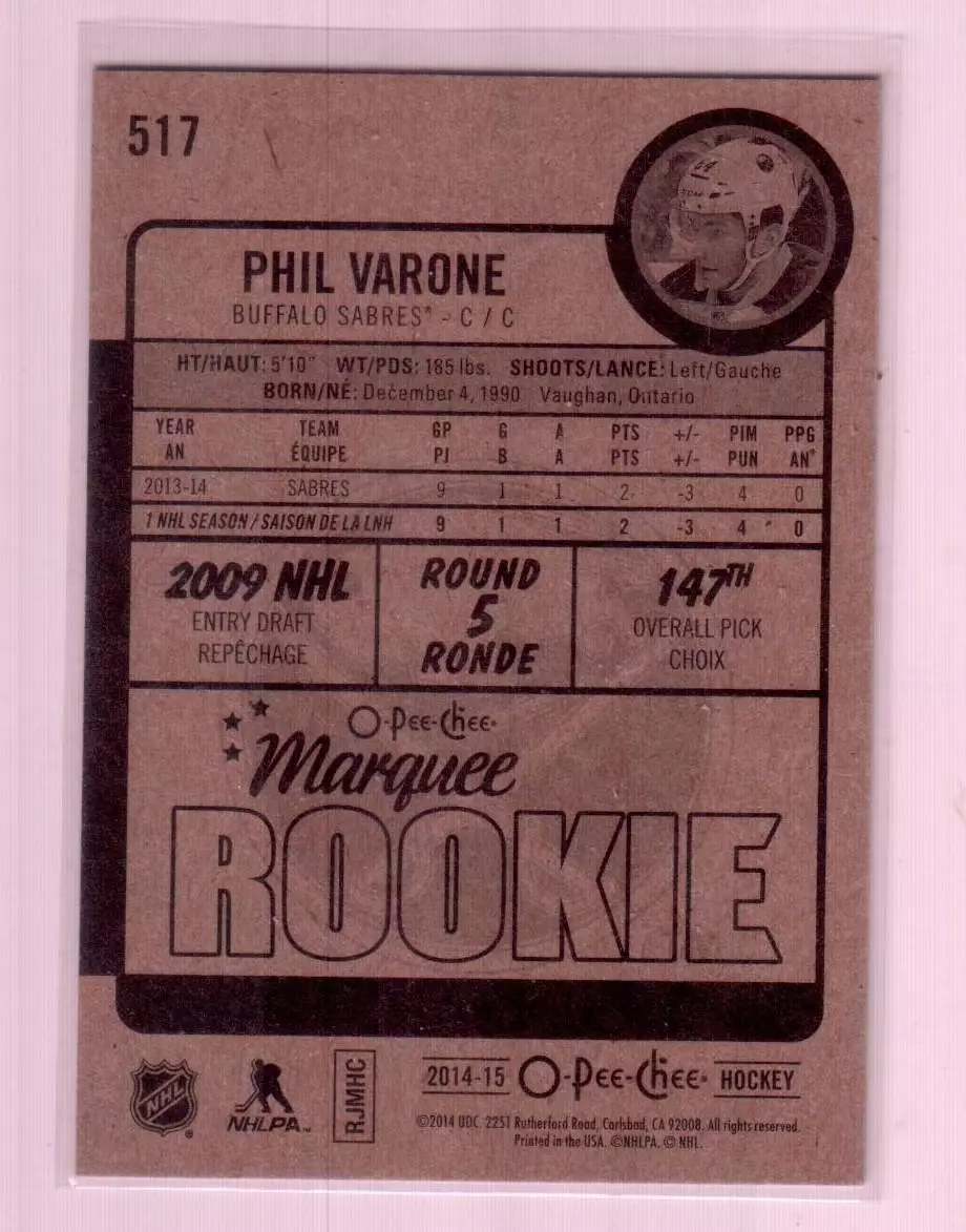 2014-15 O-Pee-Chee #517 Phil Varone RC 1