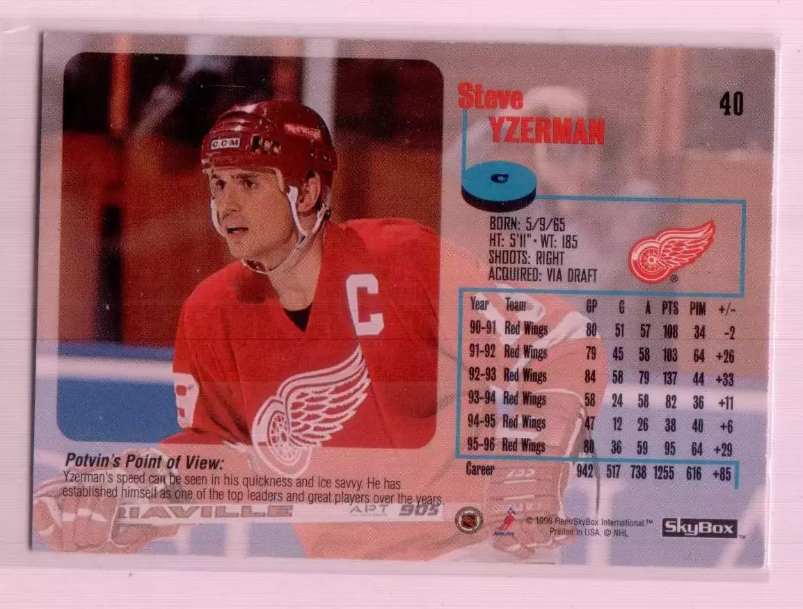 1996-97 SkyBox Impact #40 Steve Yzerman 1