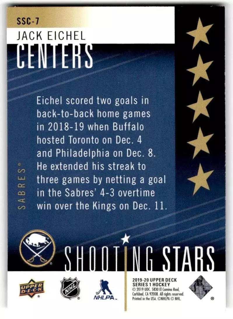 2019-20 Upper Deck Shooting Stars Centers #SSC7 Jack Eichel 1