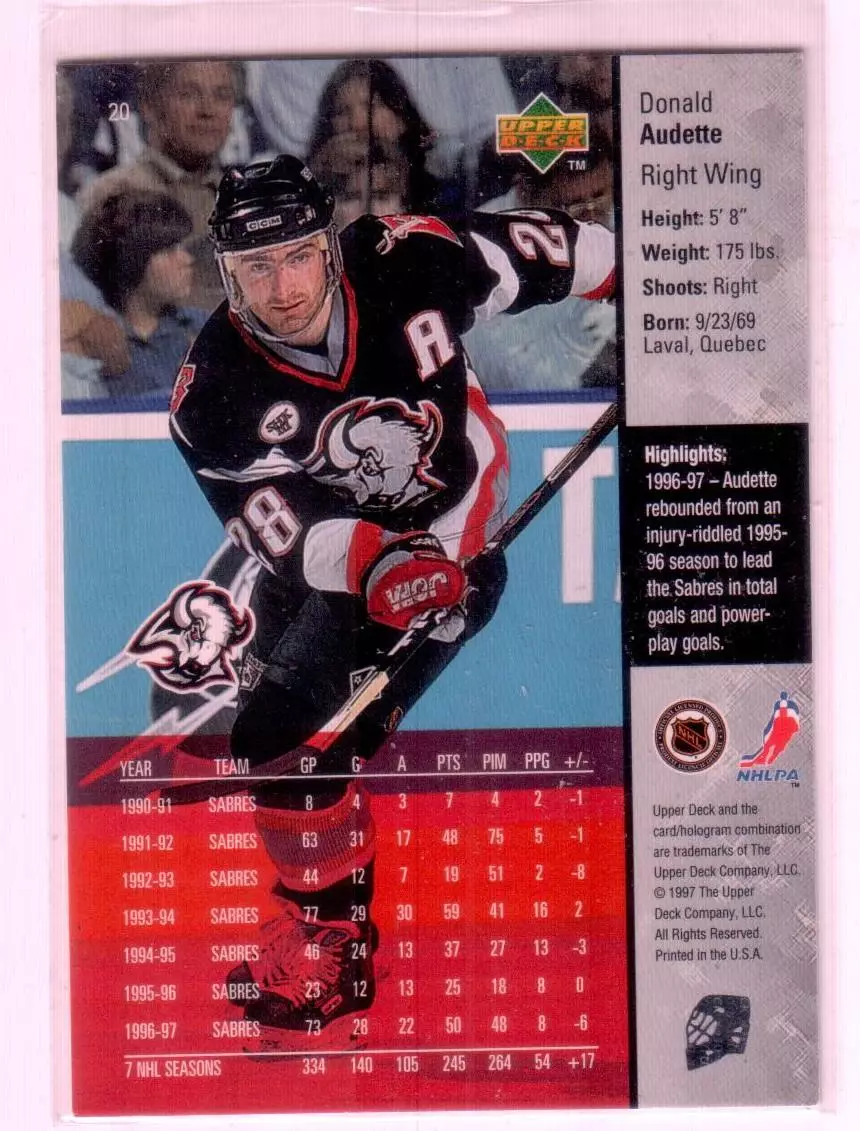 1997-98 Upper Deck #20 Donald Audette 1