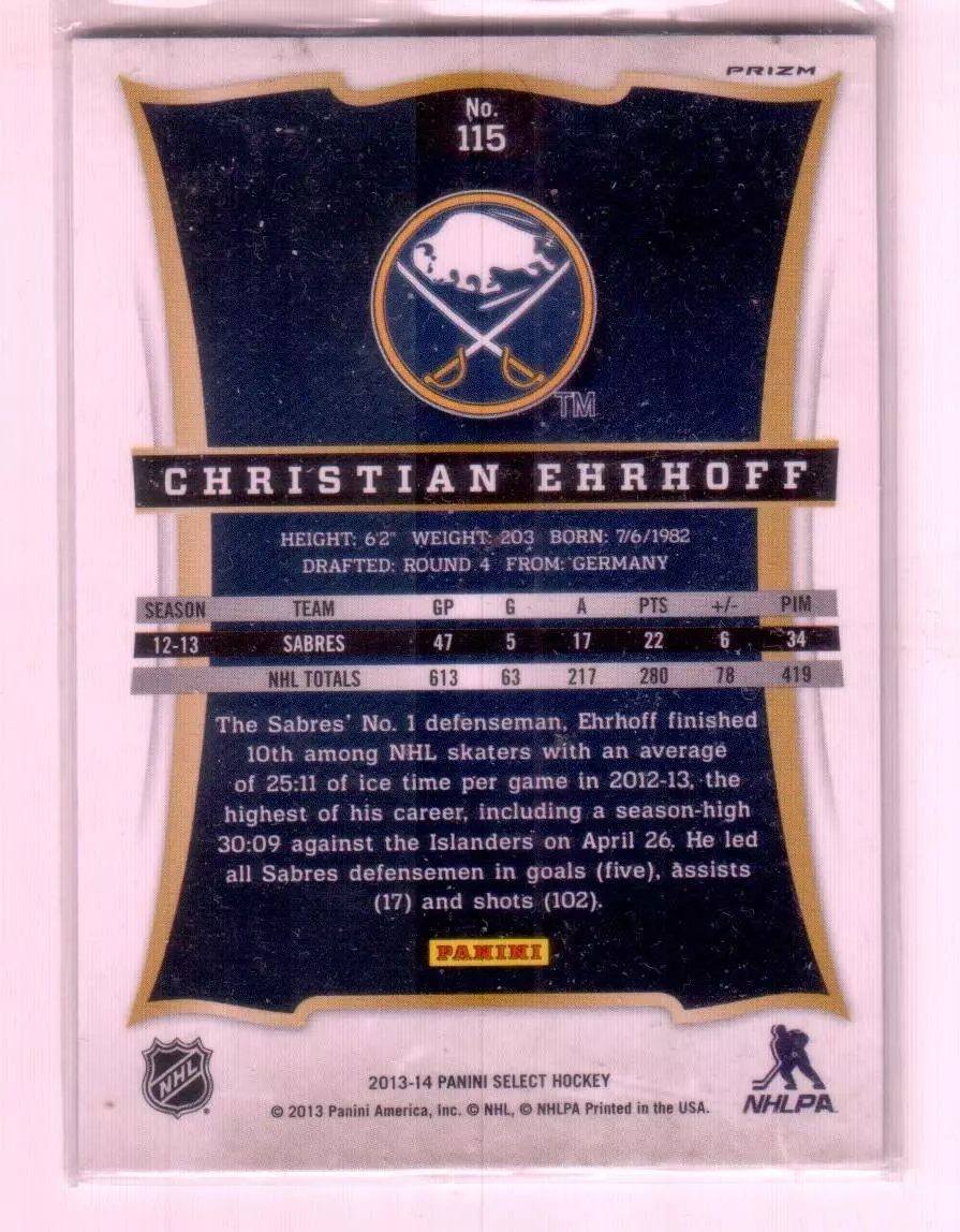 2013-14 Select Prizms #115 Christian Ehrhoff 1