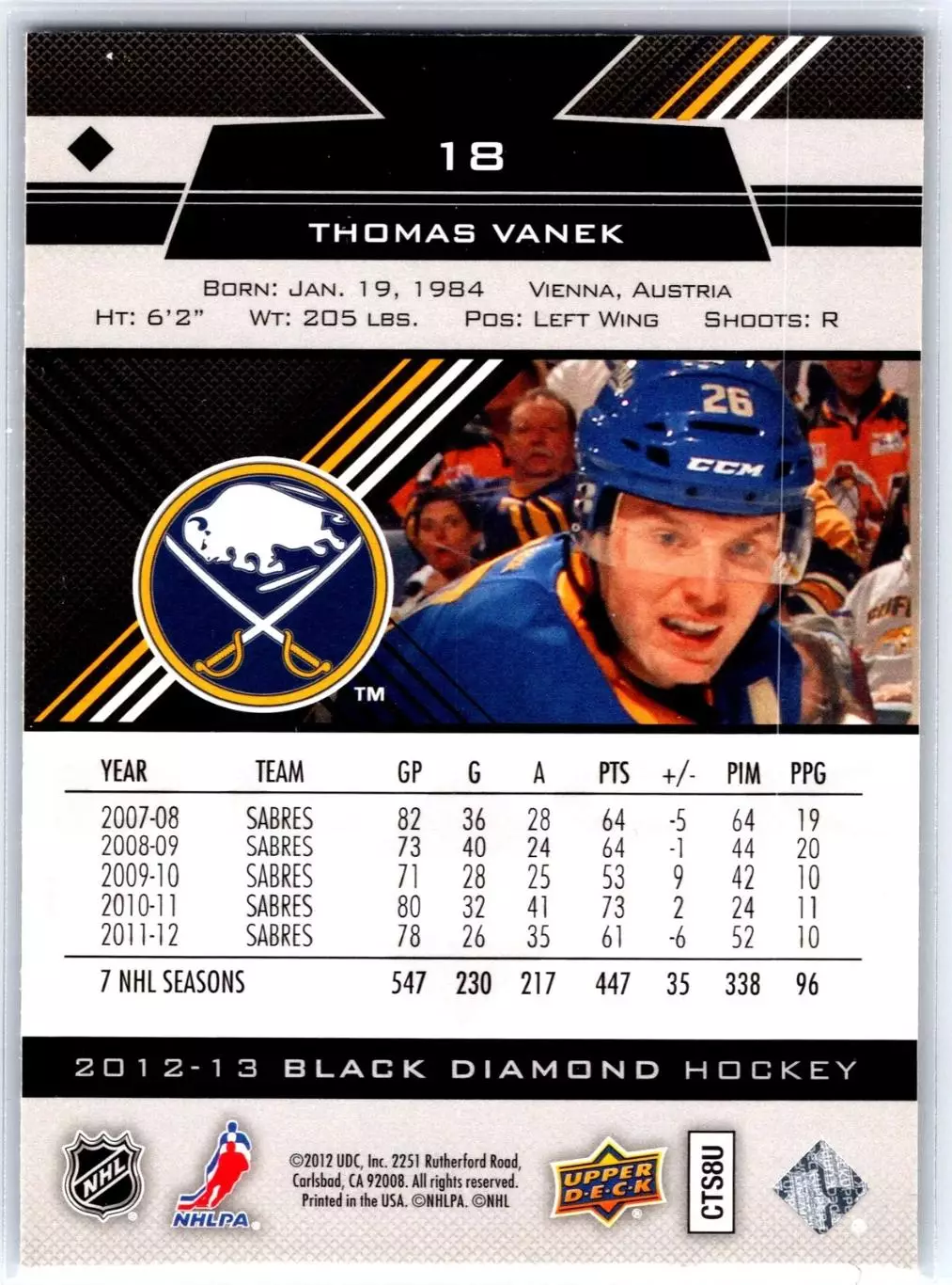 2012-13 Black Diamond #18 Thomas Vanek 1