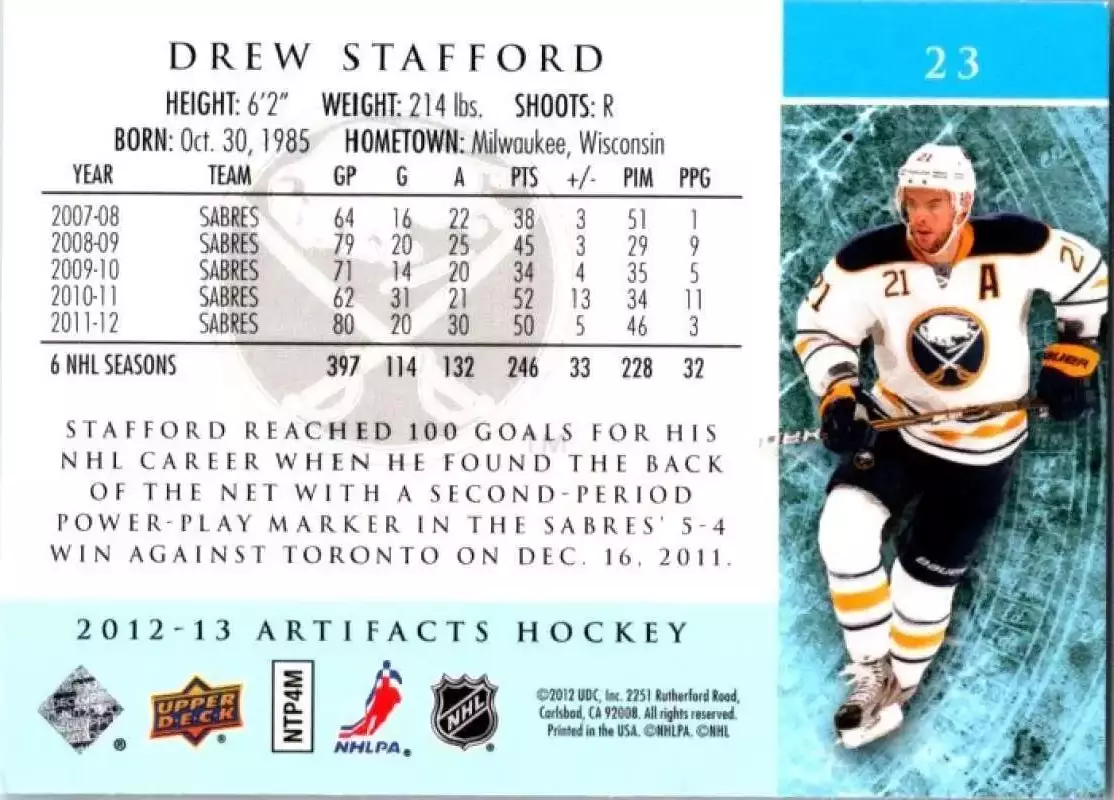 2012-13 Artifacts #23 Drew Stafford 1