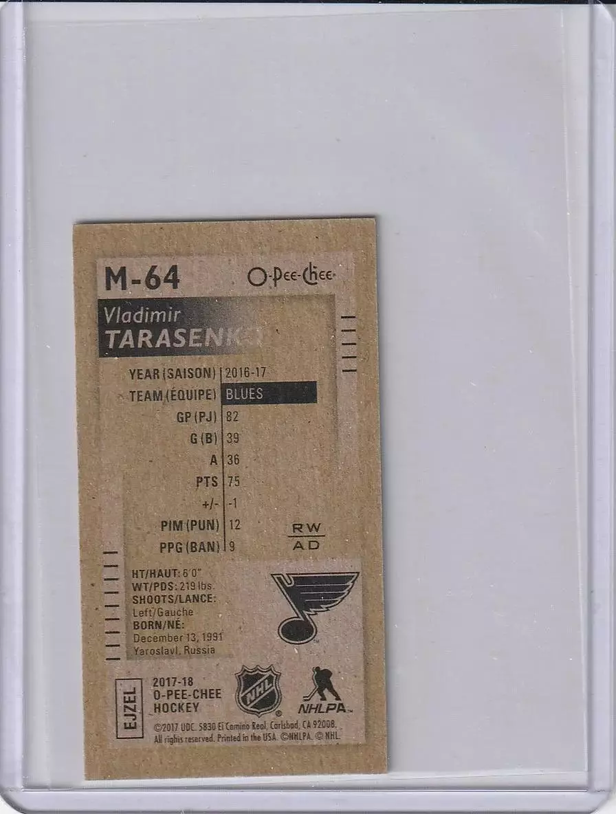 2017-18 O-Pee-Chee Mini #M64 Vladimir Tarasenko SP 1