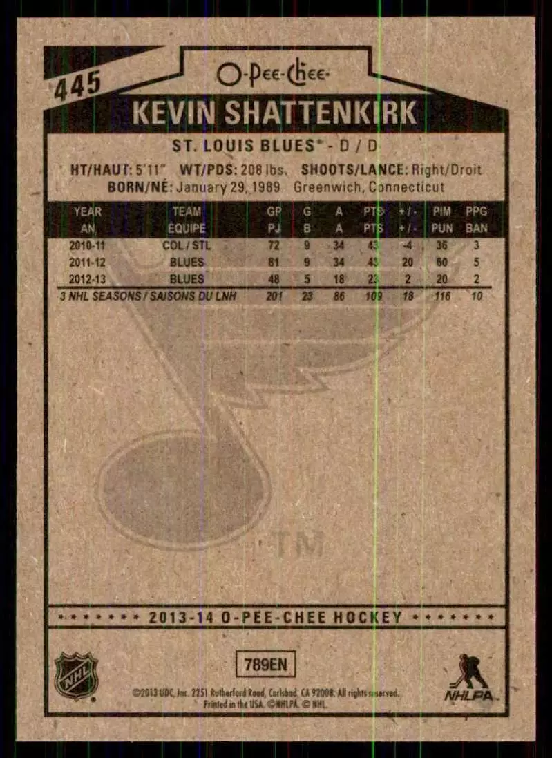 2013-14 O-Pee-Chee #445 Kevin Shattenkirk 1