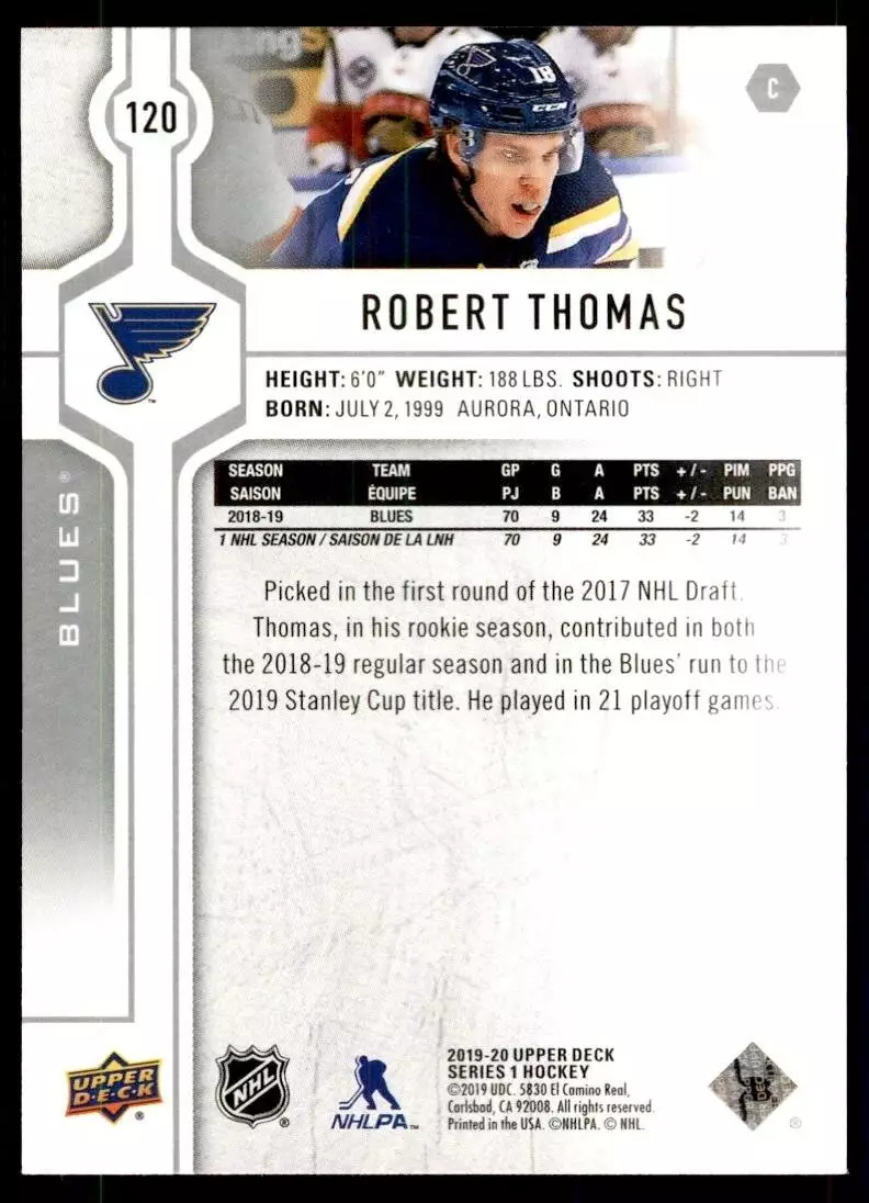 2019-20 Upper Deck #120 Robert Thomas 1