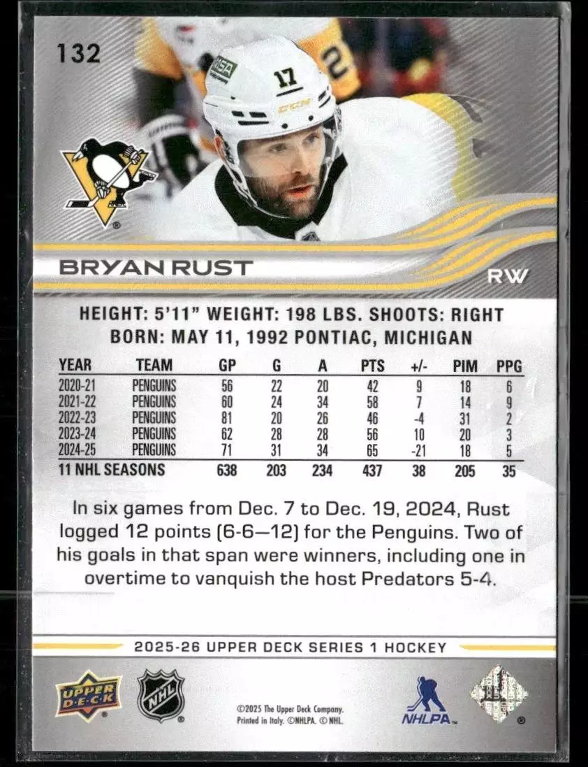 2025-26 Upper Deck #132 Bryan Rust 1