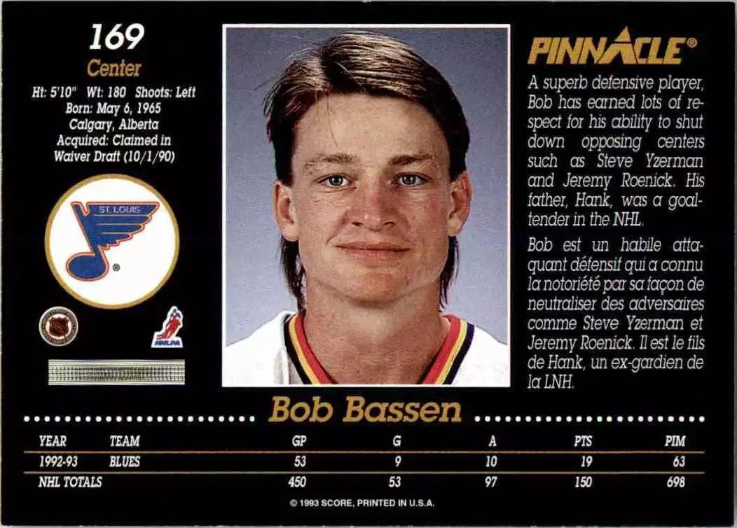 1993-94 Pinnacle #169 Bob Bassen 1