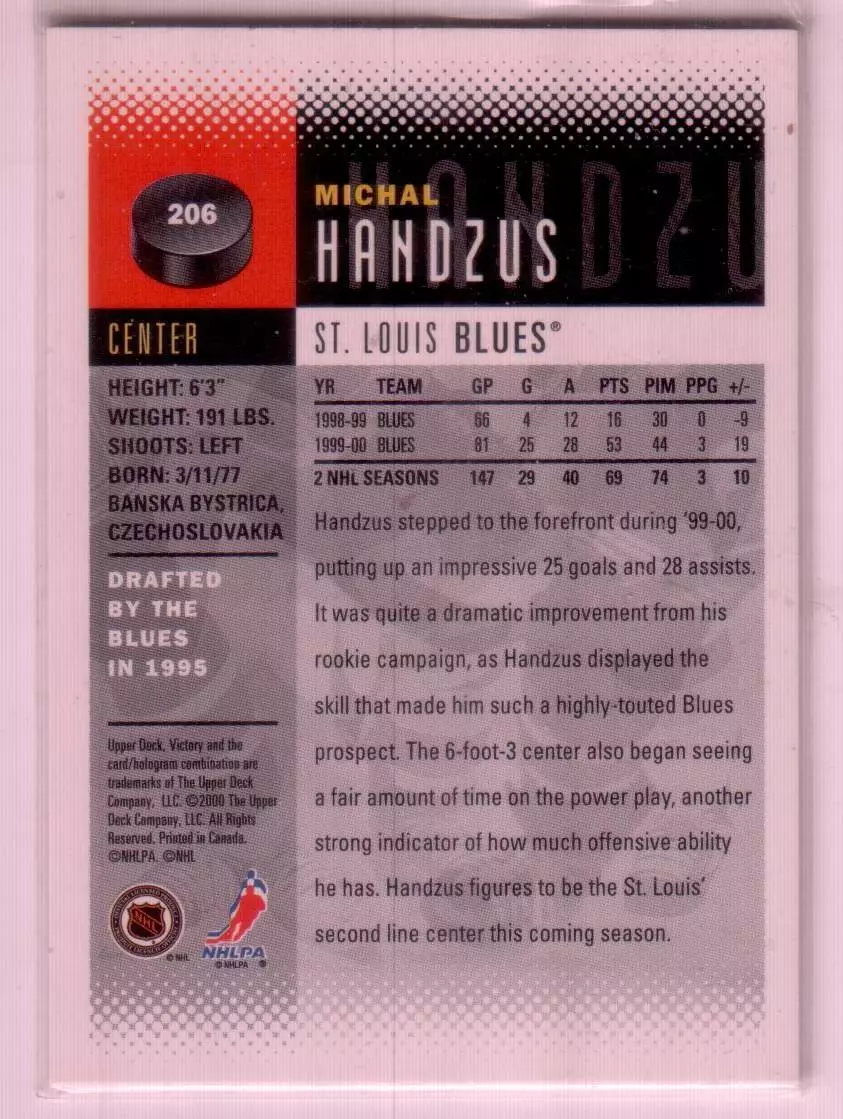 2000-01 Upper Deck Victory #206 Michal Handzus 1