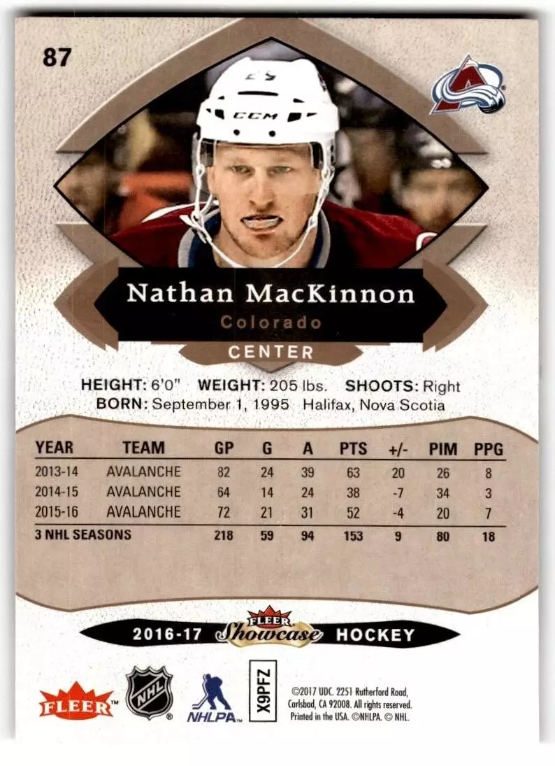 2016-17 Fleer Showcase #87 Nathan MacKinnon 1