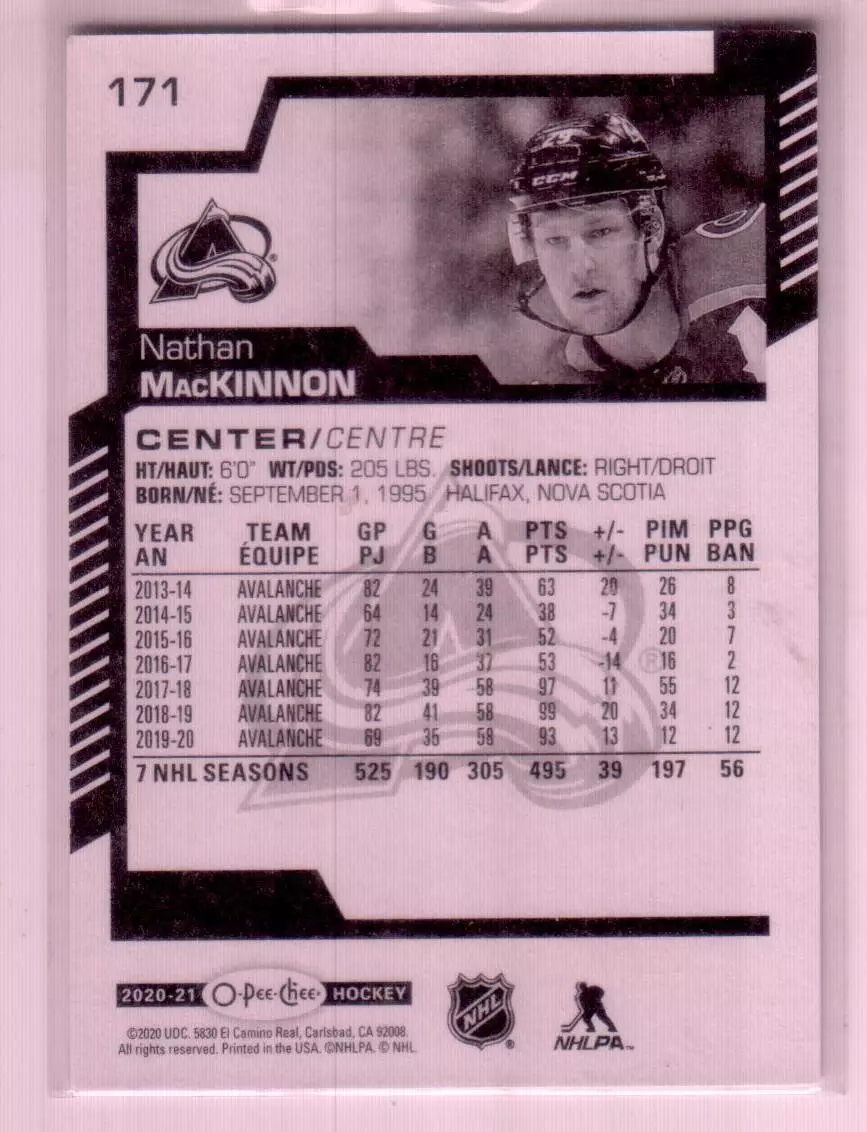 2020-21 O-Pee-Chee #171 Nathan MacKinnon 1