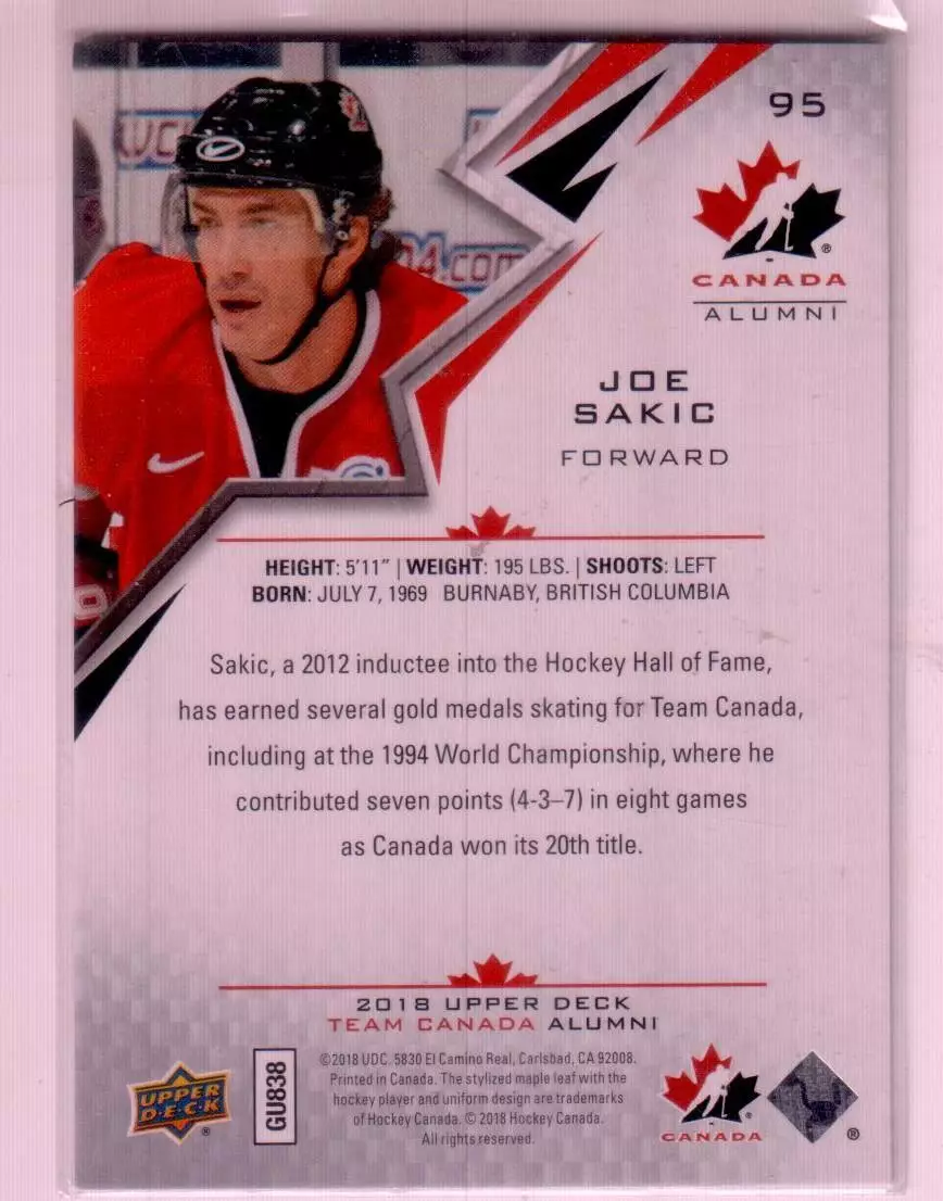 2018-19 Upper Deck Team Canada Juniors #95 Joe Sakic 1