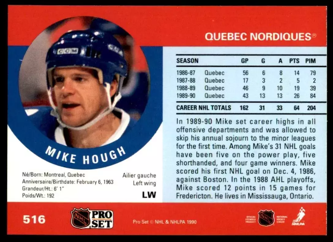 1990-91 Pro Set #516 Mike Hough 1