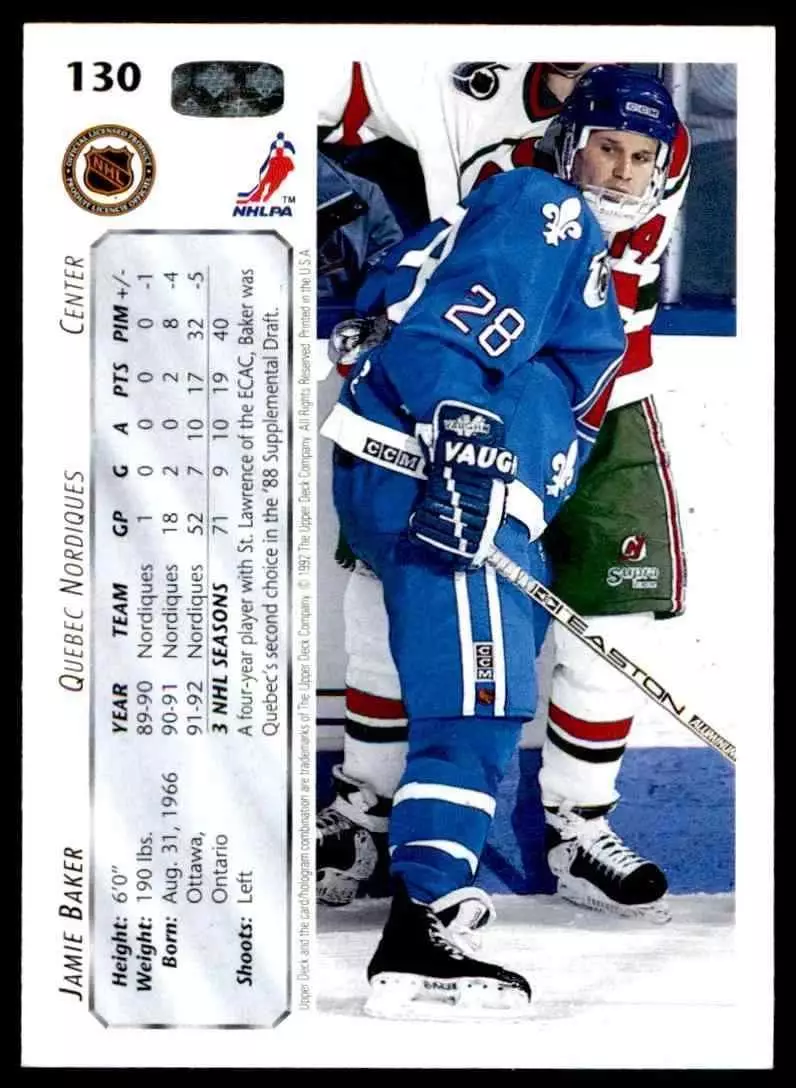 1992-93 Upper Deck #130 Jamie Baker 1
