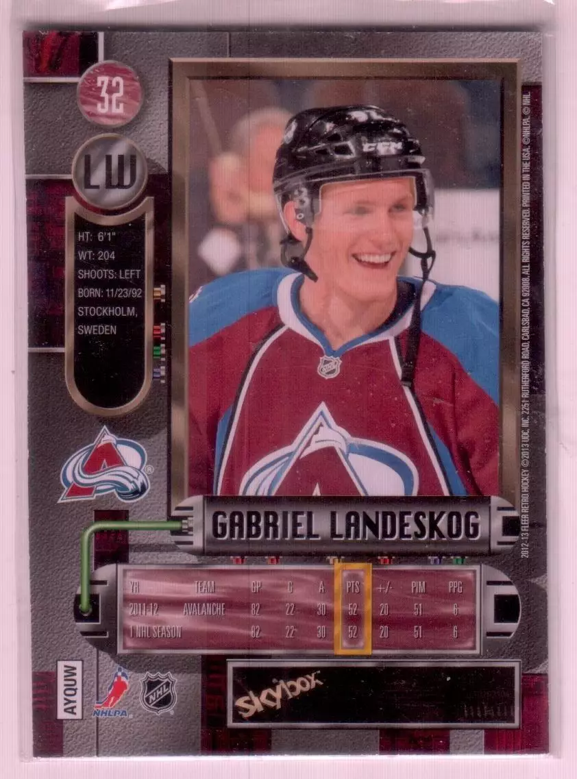 2012-13 Fleer Retro Metal Universe #32 Gabriel Landeskog 1