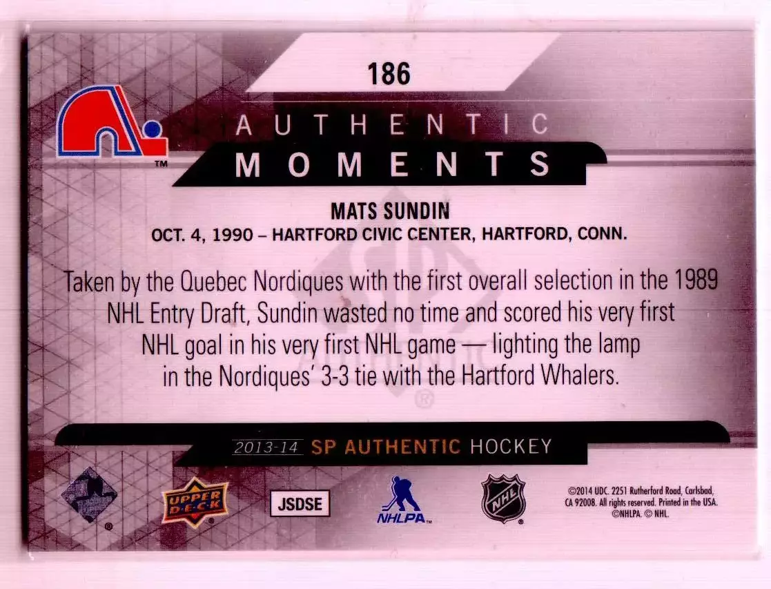 2013-14 SP Authentic #186 Mats Sundin AM 1
