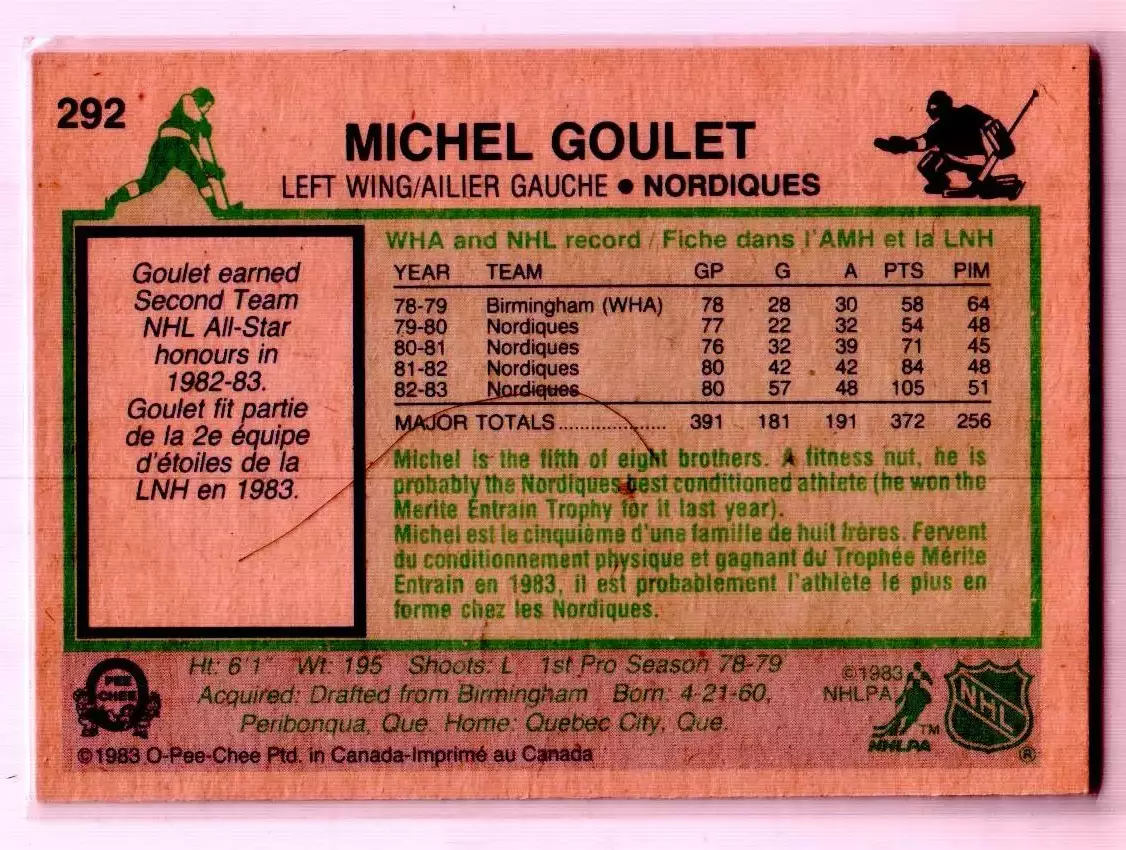 1983-84 O-Pee-Chee #292 Michel Goulet 1