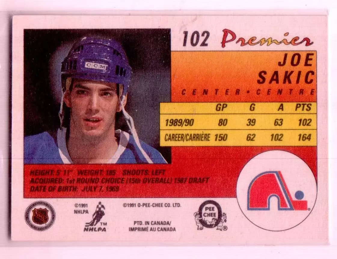 1990-91 OPC Premier #102 Joe Sakic 1