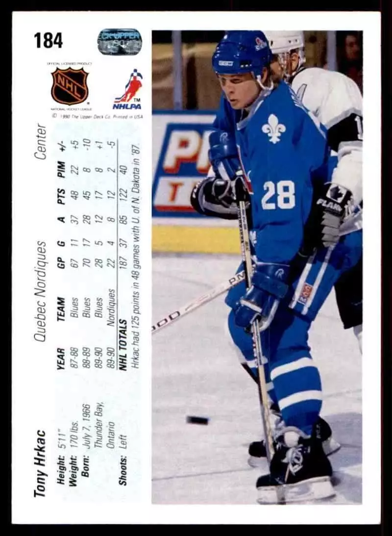 1990-91 Upper Deck #184 Tony Hrkac 1