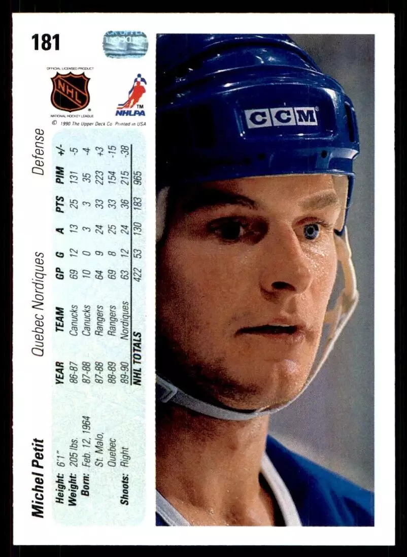 1990-91 Upper Deck #181 Michel Petit 1