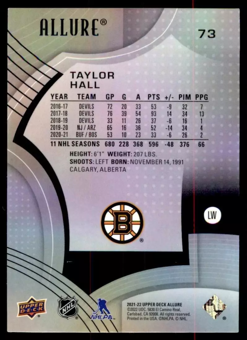 2021-22 Upper Deck Allure #73 Taylor Hall 1