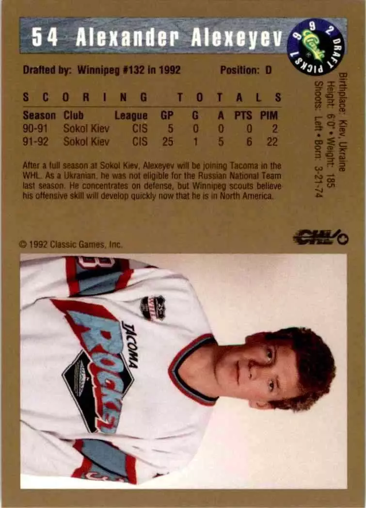 1992 Classic #54 Alexander Alexeyev 1